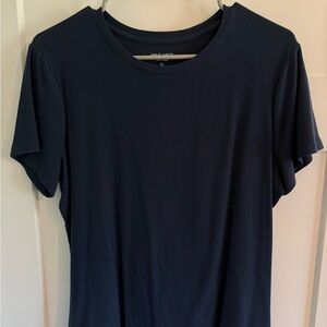 Nine West Navy Ribbed Short-Sleeve Crewneck Top